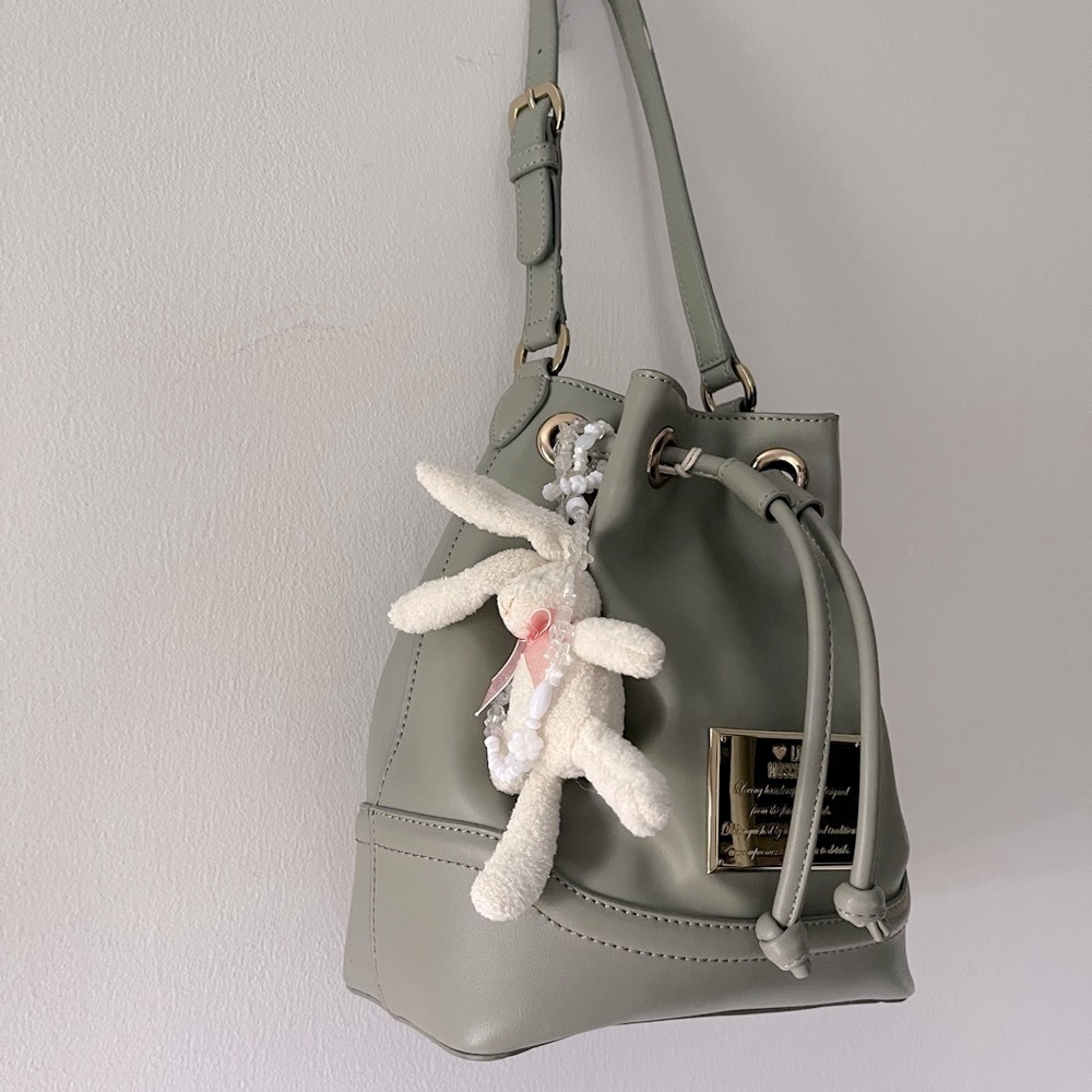 Love Moschino Light Gray Bucket Bag with Gold Accents